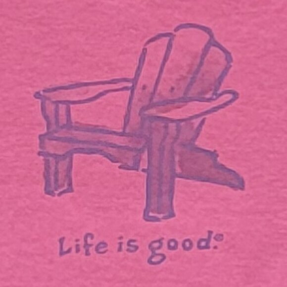 Life Is Good Red Adirondack Chair Short Sleeve Classic Fit V-Neck Tee - S - Picture 2 of 8